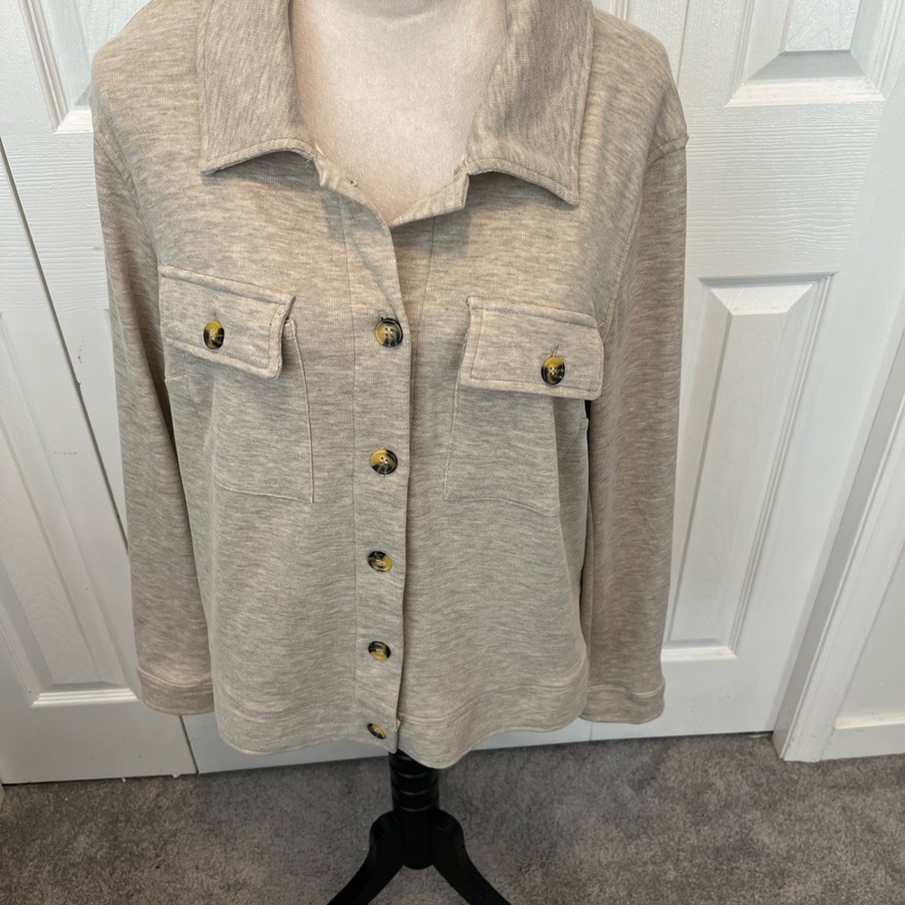 Bagatelle size 1X Beige Button-Up Jacket